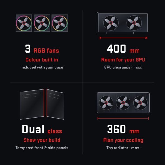 Tempest Compact Lumina ARGB M-ATX Verre Trempé USB 3.0 Noir