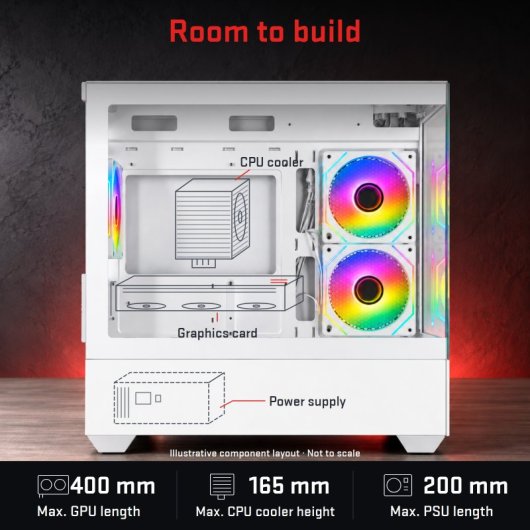 ATX Behuizing Tempest Compact Lumina ARGB M-ATX Wit, Glas, USB 3.0