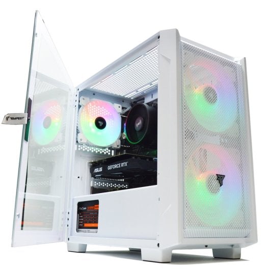 Tempest Aurora ARGB M-ATX Displayschutzfolie aus gehärtetem Glas, USB 3.0, Weiß
