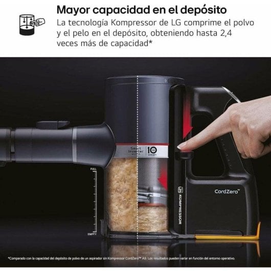 Aspirador sem Fio LG A9K-LITE1C Kompressor 220W 60min Filtro HEPA 1,05L