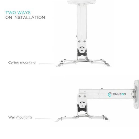 Onkron K3A-W Soporte Proyector Techo Inclinable y Giratorio Máx 10Kg Blanco