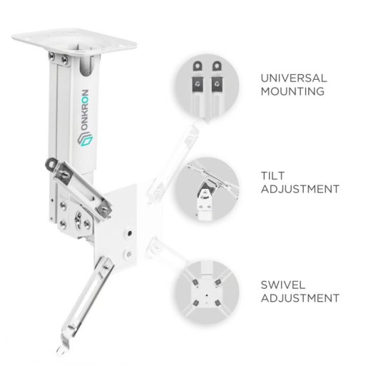 Onkron K3A-W Soporte Proyector Techo Inclinable y Giratorio Máx 10Kg Blanco