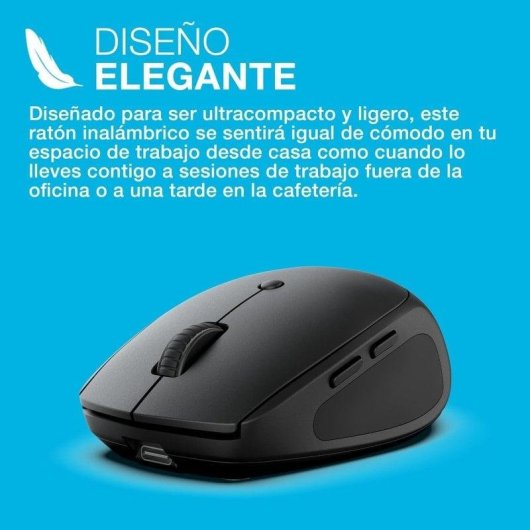 Ratón JLab Go Recharge Bluetooth + USB Type-A 1600 DPI Negro Ambidextro