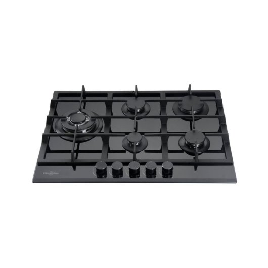 Vitrokitchen CG73NN Placa de Gas Natural de Cristal 5 Zonas 70cm Negra