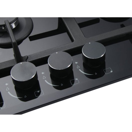 Vitrokitchen CG73NN Placa de Gas Natural de Cristal 5 Zonas 70cm Negra