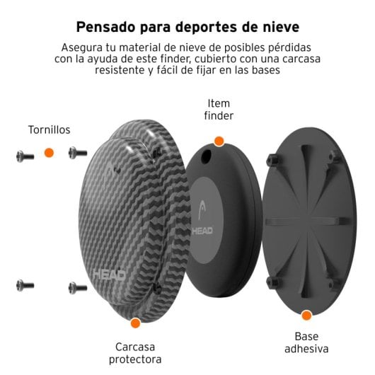 Head Localizador de Esquis e Pranchas de Snowboard Compatível com Apple Altifalante Integrado IP65 Preto