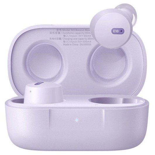 Ecouteurs Baseus Bowie E18 sans fil Bluetooth avec Réduction de Bruit, IPX4, violet