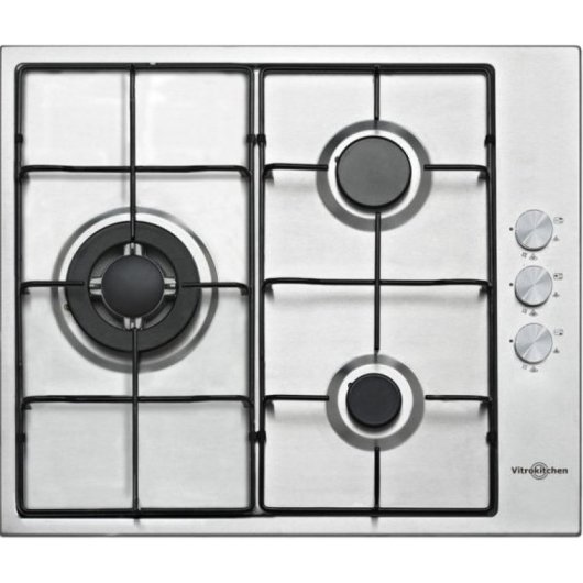 Vitrokitchen EN630LIB Placa a Gás Butano 3 Zonas 60cm Aço Inoxidável