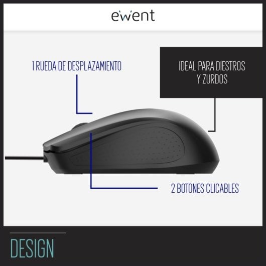 Mouse ottico USB Ewent Ew3300 1000 dpi Nero