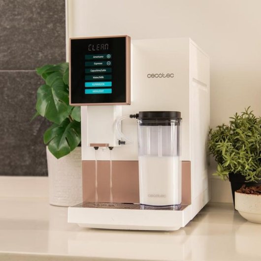 Cecotec Cremmaet Compactccino Cafetière compacte super-automatique 19 barres Réservoir à lait blanc/rose