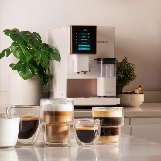 Cecotec Cremmaet Compactccino Cafetière compacte super-automatique 19 barres Réservoir à lait blanc/rose