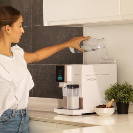 Cecotec Cremmaet Compactccino Cafetière compacte super-automatique 19 barres Réservoir à lait blanc/rose