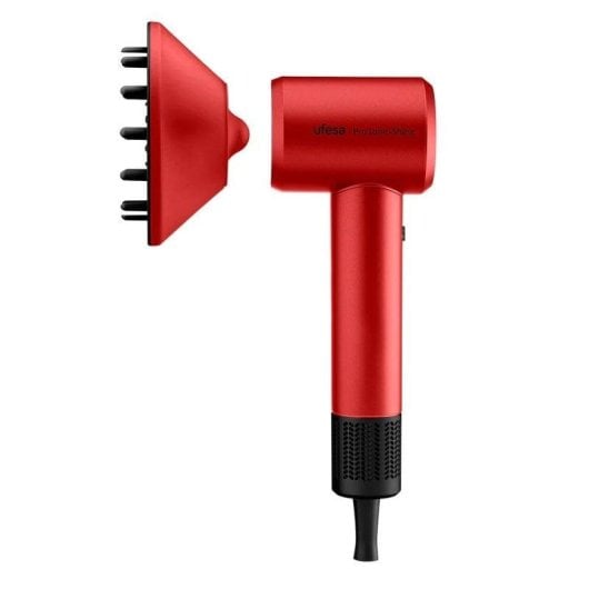 Ionen Föhn Ufesa Pro Ionic Shine 1600W 3 Temperaturstufen 2 Geschwindigkeiten Zubehör Rot