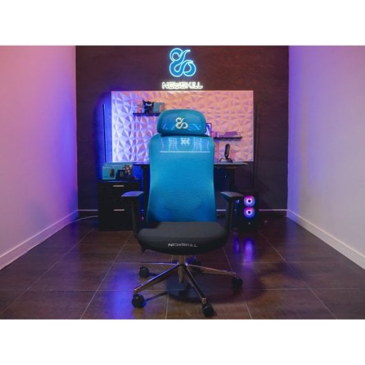 Newskill Nue Silla Gaming Ergonómica Malla Transpirable con Soporte Lumbar Negro-Azul
