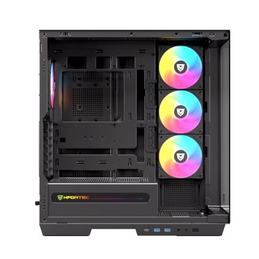 Nfortec Ursa ARGB Semi Torre E-ATX Doble Cristal Templado USB-C Negra