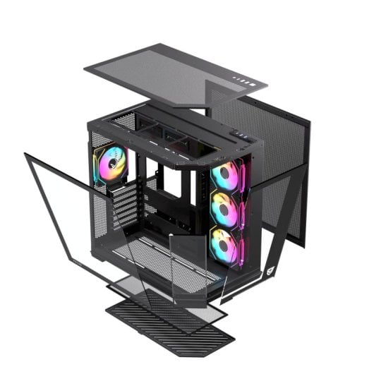 Nfortec Pulsar ARGB Semi Torre ATX  con Doble Cristal Templado 4 Ventiladores Backrouting Negra