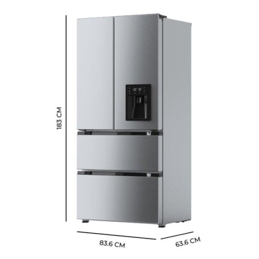 Frigorífico Americano Cecotec Bolero CoolMarket FD 436 WD Inox Total No Frost 183cm 436L E Inox Dispensador de Água