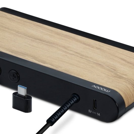 Mooov 477349 Despertador Efecto Madera con Cargador por Inducción de 15W