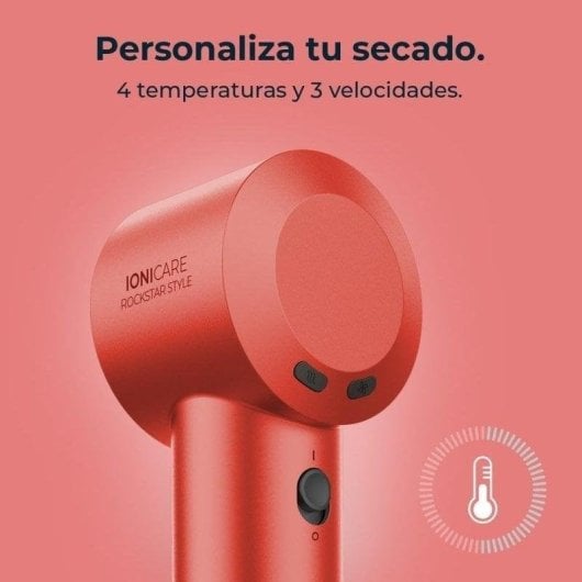Sèche-cheveux Ionique Professionnel Cecotec IoniCare Rockstar Style 1500W 4 Températures 3 Vitesses Accessoires Rouge