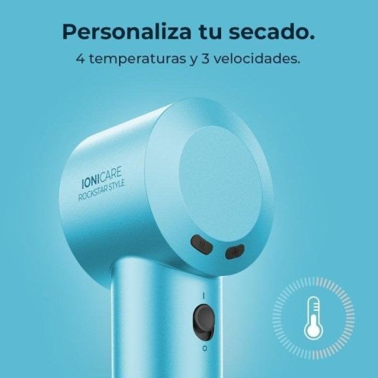 Sèche-cheveux Ionique Professionnel Cecotec IoniCare RockStar Style 1500W 4 Températures 3 Vitesses Accessoires Bleu