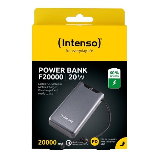 Intenso F20000 Powerbank Bateria Portátil USB-C + USB-A 20000mAh Cinzenta