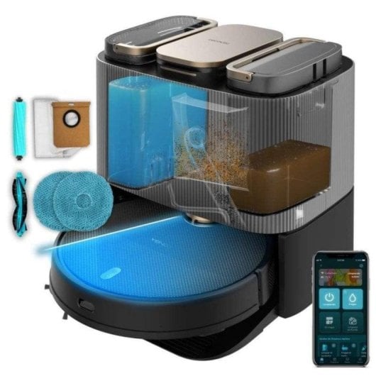 Cecotec Conga 13090 Spin Revolution Home&Wash Robot Aspirador con Motor de Succión 7000 Pa Base 4 en 1