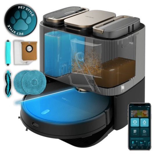 Cecotec Conga 13090 Spin Revolution Home&Wash Robot Aspirador con Motor de Succión 7000 Pa Base 4 en 1