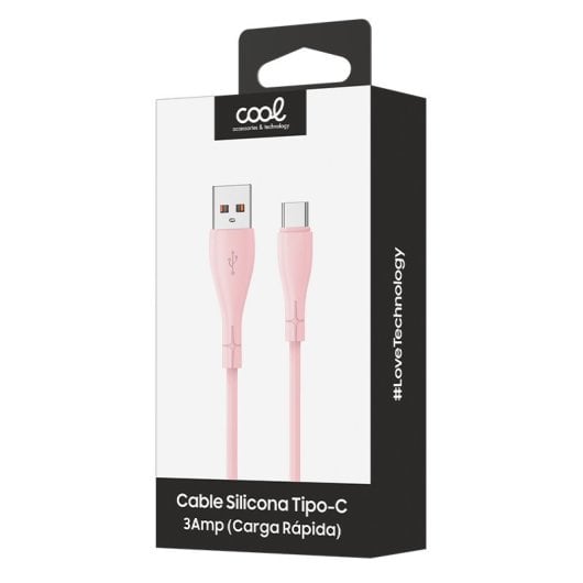 Cool Cable USB Silicona Universal Tipo-C 1m Rosa