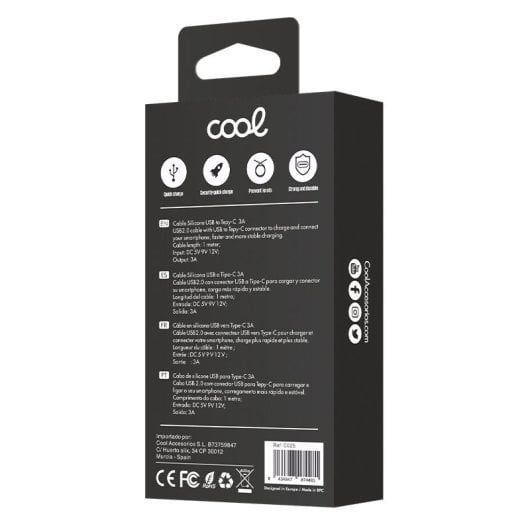 Cool Cable USB Silicona Universal Tipo-C 1m Rosa