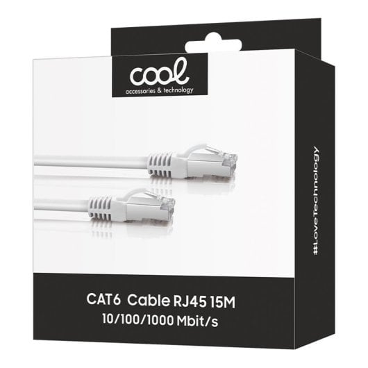 Cool Cabo Rede Internet Universal CAT6 RJ45 15m Branco