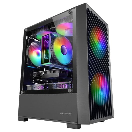 Mars Gaming MC-Vortex Caja Gaming Micro ATX Cristal Templado 3x Ventiladores FRGB 12cm Negro