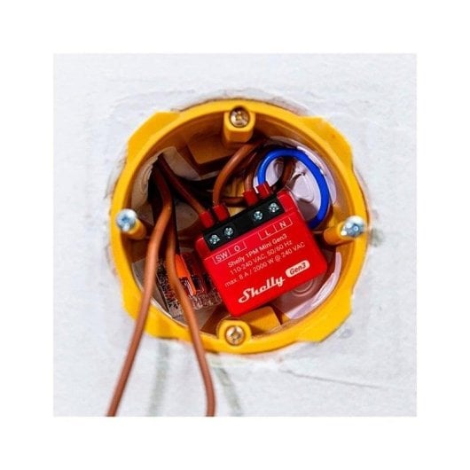 Relais Wi-Fi Shelly 1PM Mini Gen3 Contrôle de l’éclairage, Suivi de l’énergie, Encastrable