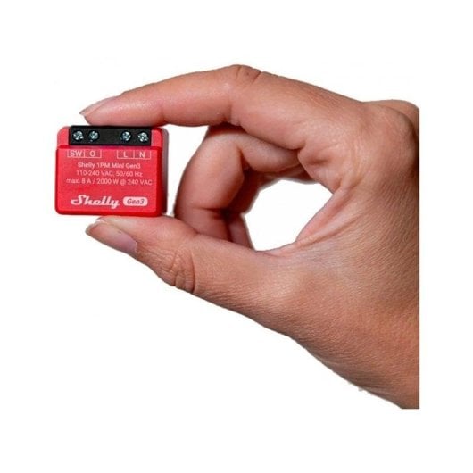 Relais Wi-Fi Shelly 1PM Mini Gen3 Contrôle de l’éclairage, Suivi de l’énergie, Encastrable