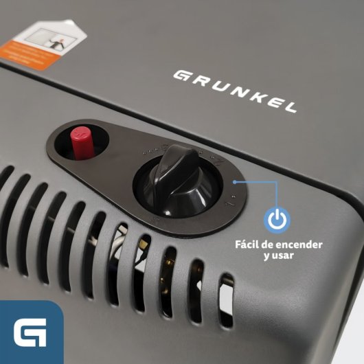 Grunkel CT-HEST42PLUS Estufa de Gas Butano Plegable Y Portátil con Regulador Y Conducto 4200W Negro