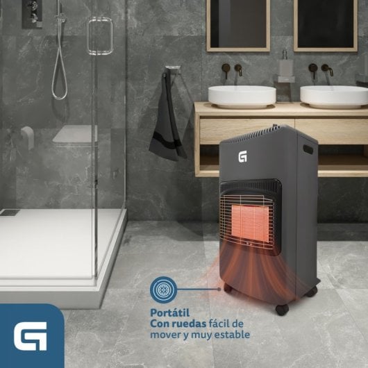 Grunkel CT-HEST42PLUS Estufa de Gas Butano Plegable Y Portátil con Regulador Y Conducto 4200W Negro