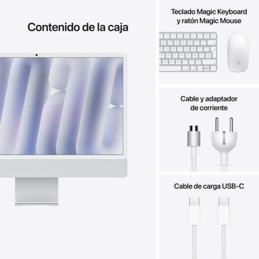 Apple iMac Apple M M4 59,7 cm (23.5") 4480 x 2520 Pixel All-in-One-PC 16 GB 256 GB SSD macOS Sequoia Wi-Fi 6E (802.11ax) Silber