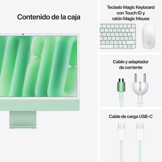 Apple iMac Apple M M4 59,7 cm (23.5") 4480 x 2520 pixels PC All-in-One 16 Go 256 Go SSD macOS Sequoia Wi-Fi 6E (802.11ax) Vert