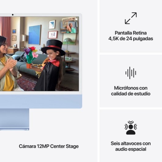 iMac da 24 pollici con display Retina 4,5K: chip Apple M4 con CPU a 10 core e GPU a 10 core, SSD da 16 GB, 512 GB - Blu