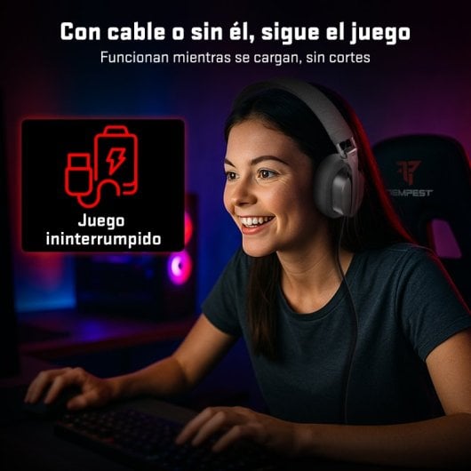Tempest FlexWave Auriculares Gaming Inalámbricos PC/PS4/PS5/Xbox/Xbox X/Switch Gris