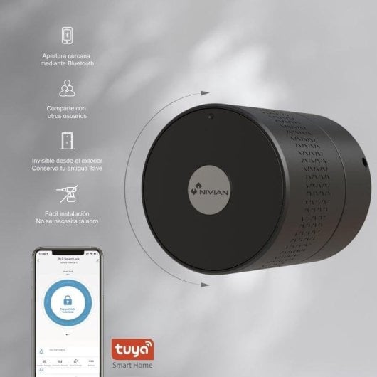 Türschloss Nivian Smart Lock Bluetooth Öffnung mit App Kompatibel mit Tuya Smart Zugang und Autoverriegelung