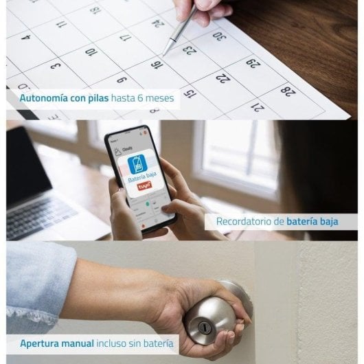 Türschloss Nivian Smart Lock Bluetooth Öffnung mit App Kompatibel mit Tuya Smart Zugang und Autoverriegelung