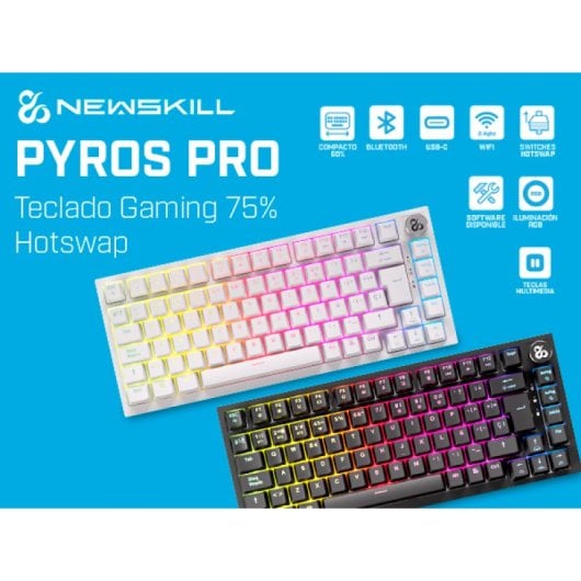 Newskill Pyros PRO Teclado Gaming Inalámbrico Mecánico 75% Hotswap Negro