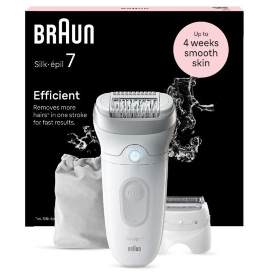 Epilatore Braun Silk-épil 7 SE7-041 senza Fili 3 Testine Wet & Dry