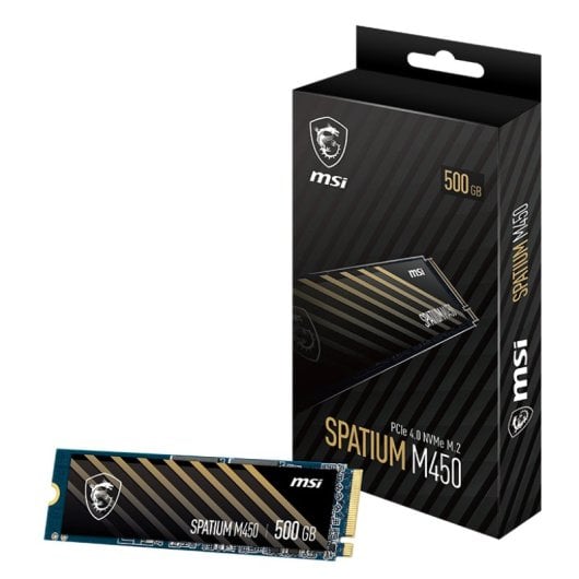 MSI SPATIUM M450 Disque SSD 500 Go 3600 Mo/s NVMe PCIe 4.0 M.2 Gen4 3D NAND