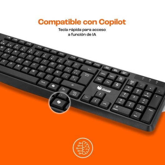 Ensemble clavier et souris sans fil PcCom Essential MK20 avec copilote noir