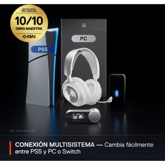 Auriculares SteelSeries Arctis Nova Pro Wireless Bluetooth Gaming met Noise Cancelling Wit