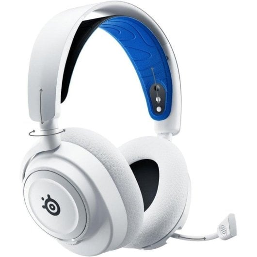 Casque Steelseries Arctis Nova 7P sans fil Bluetooth Gaming avec annulation de bruit IA blanc et bleu