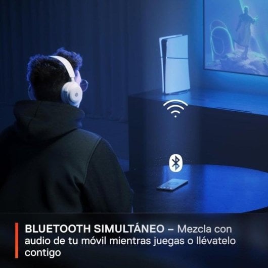 Casque Steelseries Arctis Nova 7P sans fil Bluetooth Gaming avec annulation de bruit IA blanc et bleu