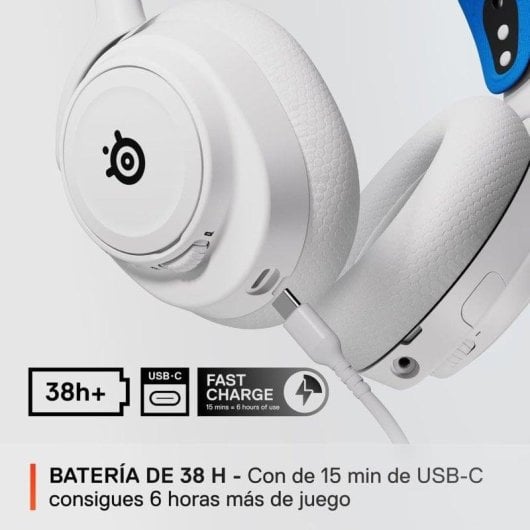 Casque Steelseries Arctis Nova 7P sans fil Bluetooth Gaming avec annulation de bruit IA blanc et bleu