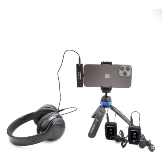Saramonic Blink500 ProX B4 Sistema de Micrófono Inalámbrico para 2 Personas con Lavaliers y Receptor Lightning
